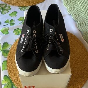 Superga Black Canvas Low-Top Sneakers
